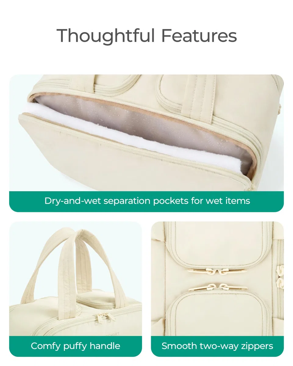 BAGSMART kulturbeutel Damen, Reise Kosmetiktasche Groß Kulturtasche zum Aufhängen für Frauen, Makeup Taschen Organizer mit Griff für Reisen, wasserdichte Waschtasche, Schwarz