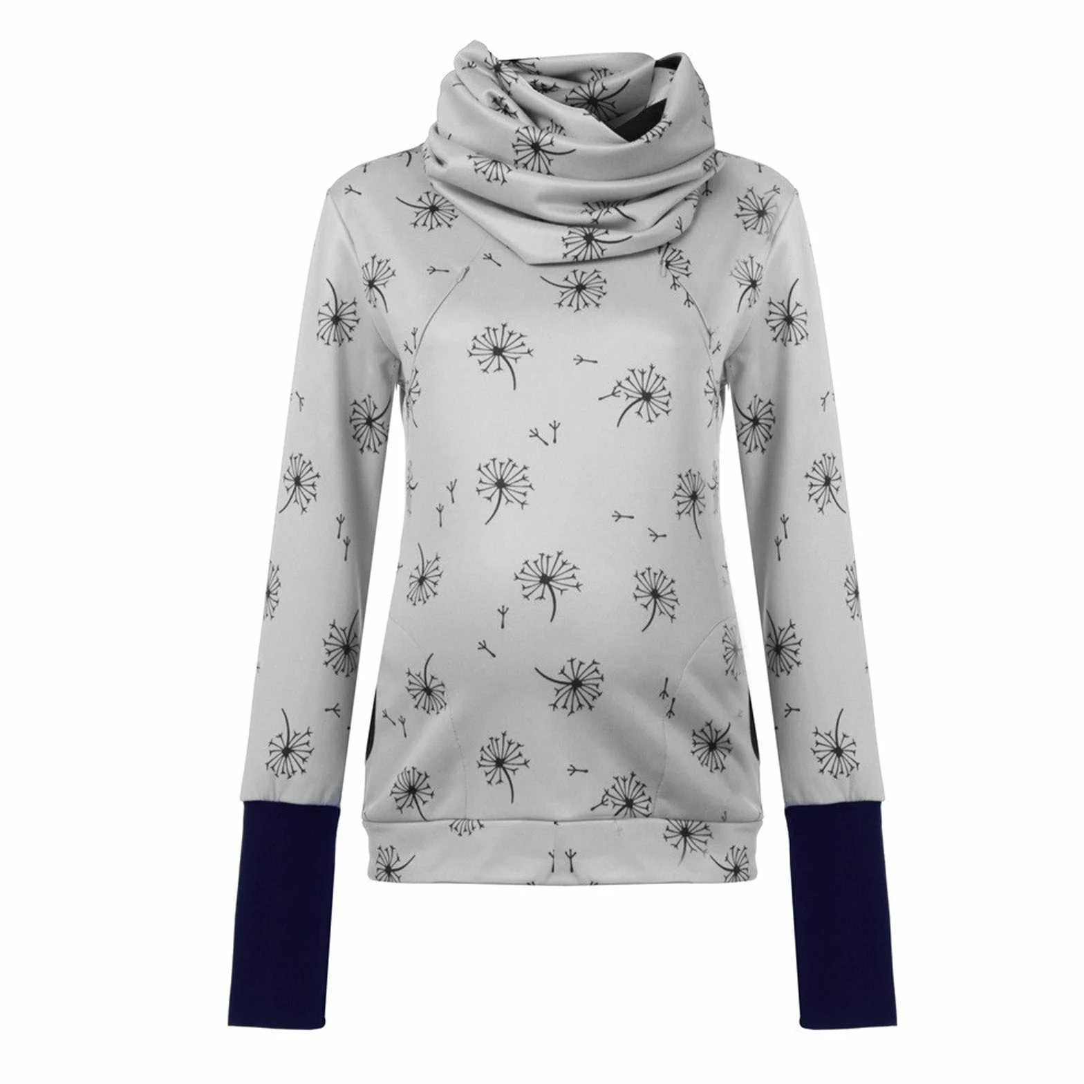 Damen Stillpullover Winter Baumwolle Langarm Einfarbig Rollkragen Zweilagiges Stillen Sweatshirt Hoodie mit Taschen für Schwangerschaft Basic Stillzeit Umstandsmode Stillshirts Mit Scarf