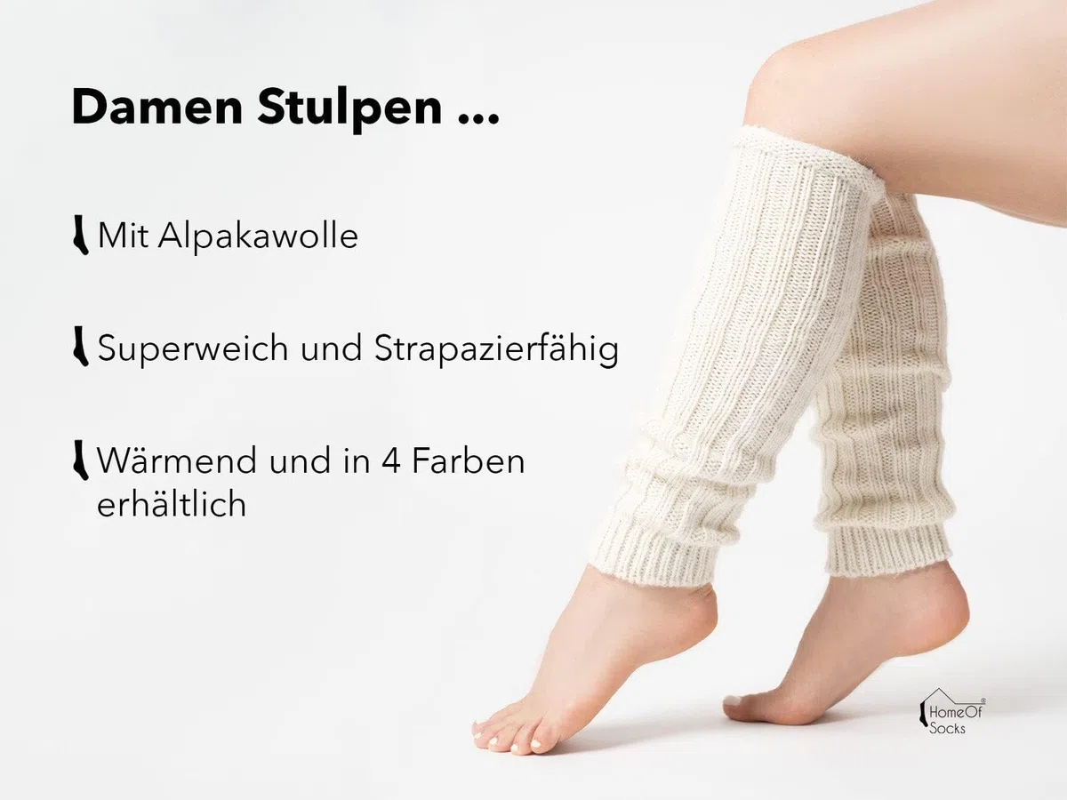 Alpaka Stulpen Damen - Leg Warmers Mit 50% Wollanteil Und 10% Alpaka Wolle - Wollstulpen Flauschig Weich Mit Schönem Grobstrick-muster - One Size, Geeignet Für Damen Und Teenager Stulpensocken