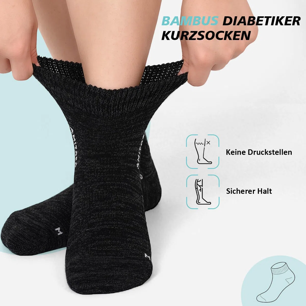 Bambus Socken Ohne Gummibund: Diabetikersocken Kurz für Herren Damen Ohne Gummi und Naht Gesundheitssocken Weiter Bund mit Plüschsohle für Geschwollene Füße Pastellfarben