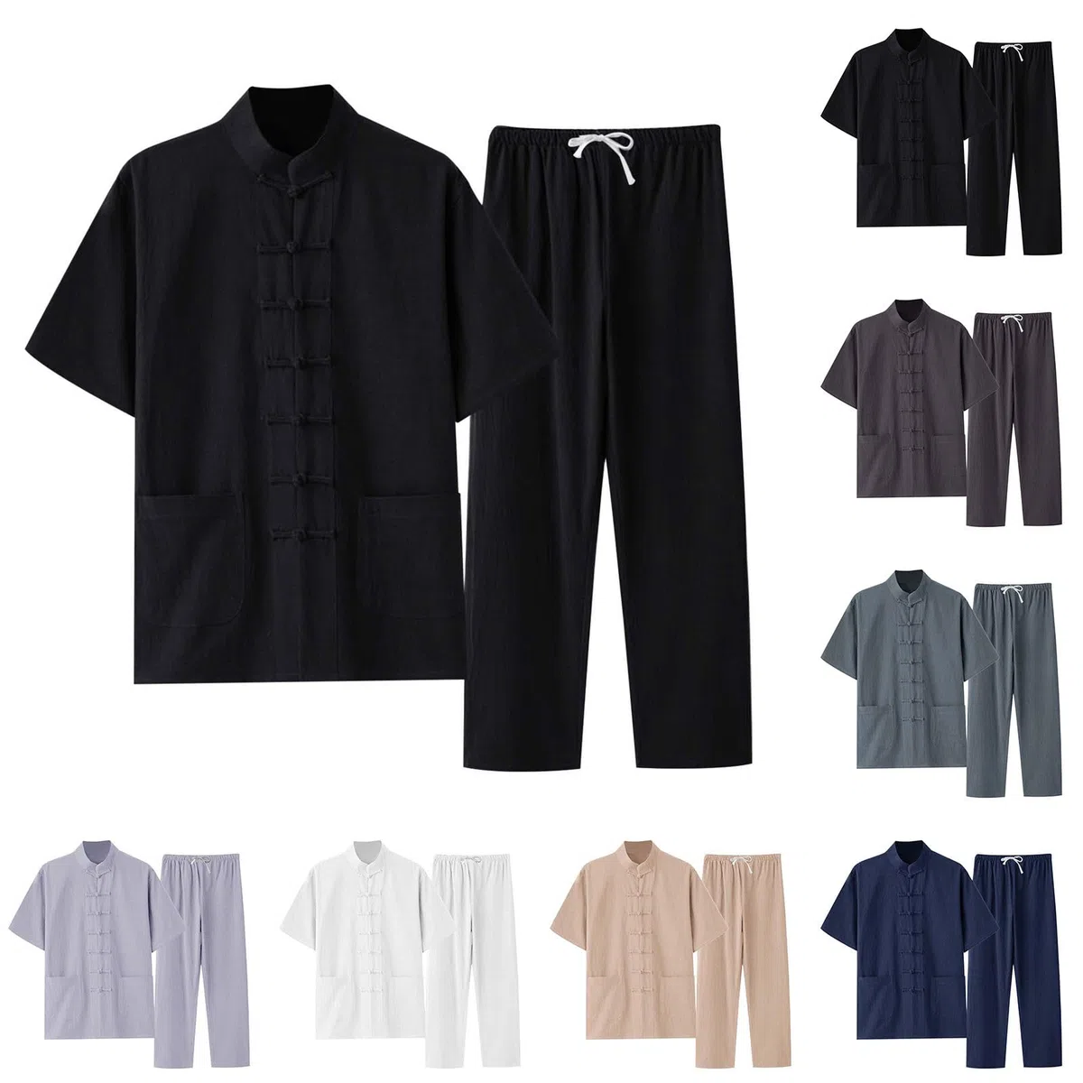 Generisch Tai Chi Uniform aus Baumwollleinen, Kung-Fu-Anzug, chinesische Traditionelle Kleidung, Tang-Anzug, Herren, Kampfkunst-Jacke, atmungsaktiv, langärmelig, Mantel, Tops, Zen-Meditationsuniform