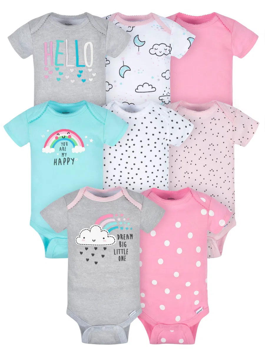 Gerber Unisex Baby 8-pack Short Sleeve Onesies Bodysuits Short Sleeve Onesies Bodysuits (8er Pack)