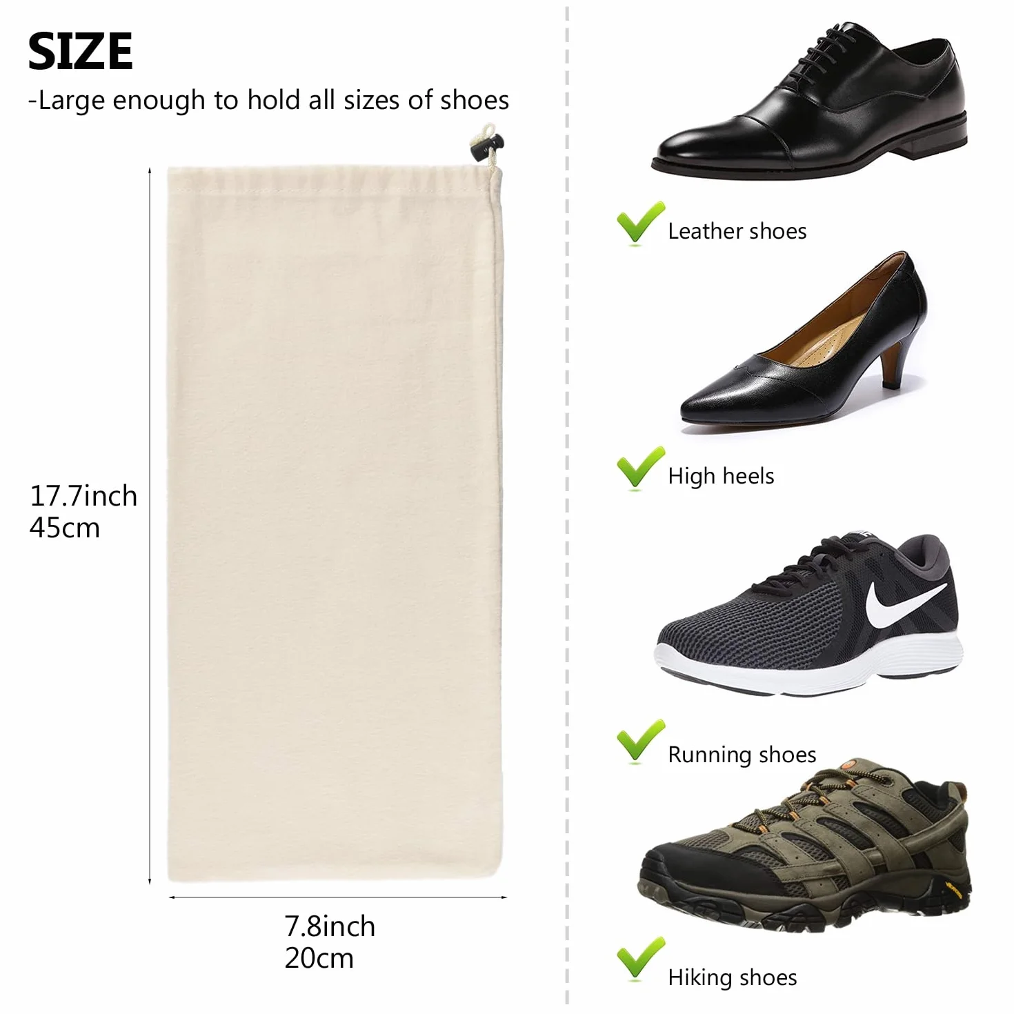 Schuhbeutel Baumwolle Reise Schuhsack mit Kordelzug Schuhtasche für Herren Damen Schuhe Staubbeutel