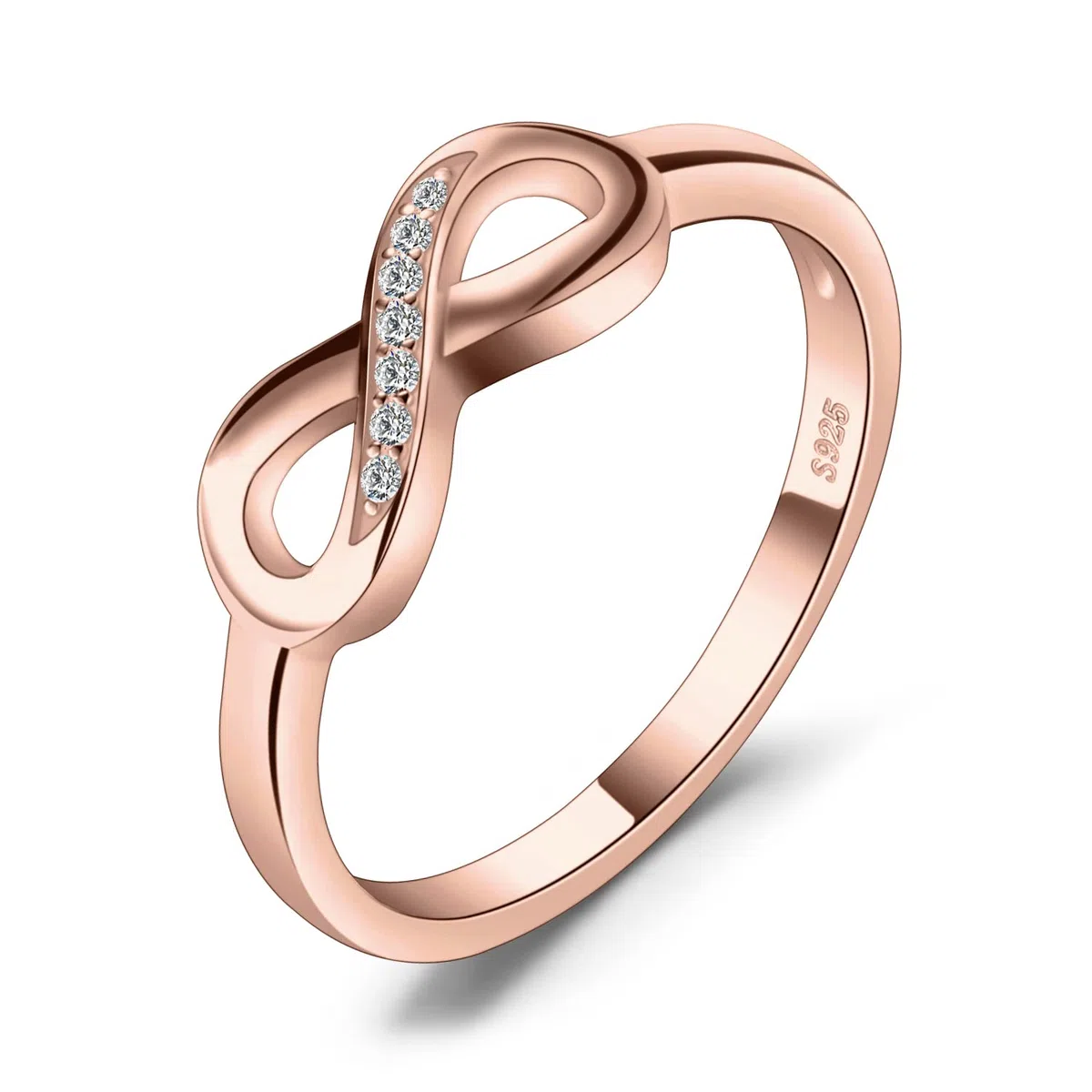 JewelryPalace Wickelring Infinity Verlobungsring Unendlichkeit Promise Eheringe Ring Silber 925 Damen, Zirkonia Silberringe Trauringe Hochzeitsringe Antragsring Ringe, Damen Schmuck Rosegold Gold