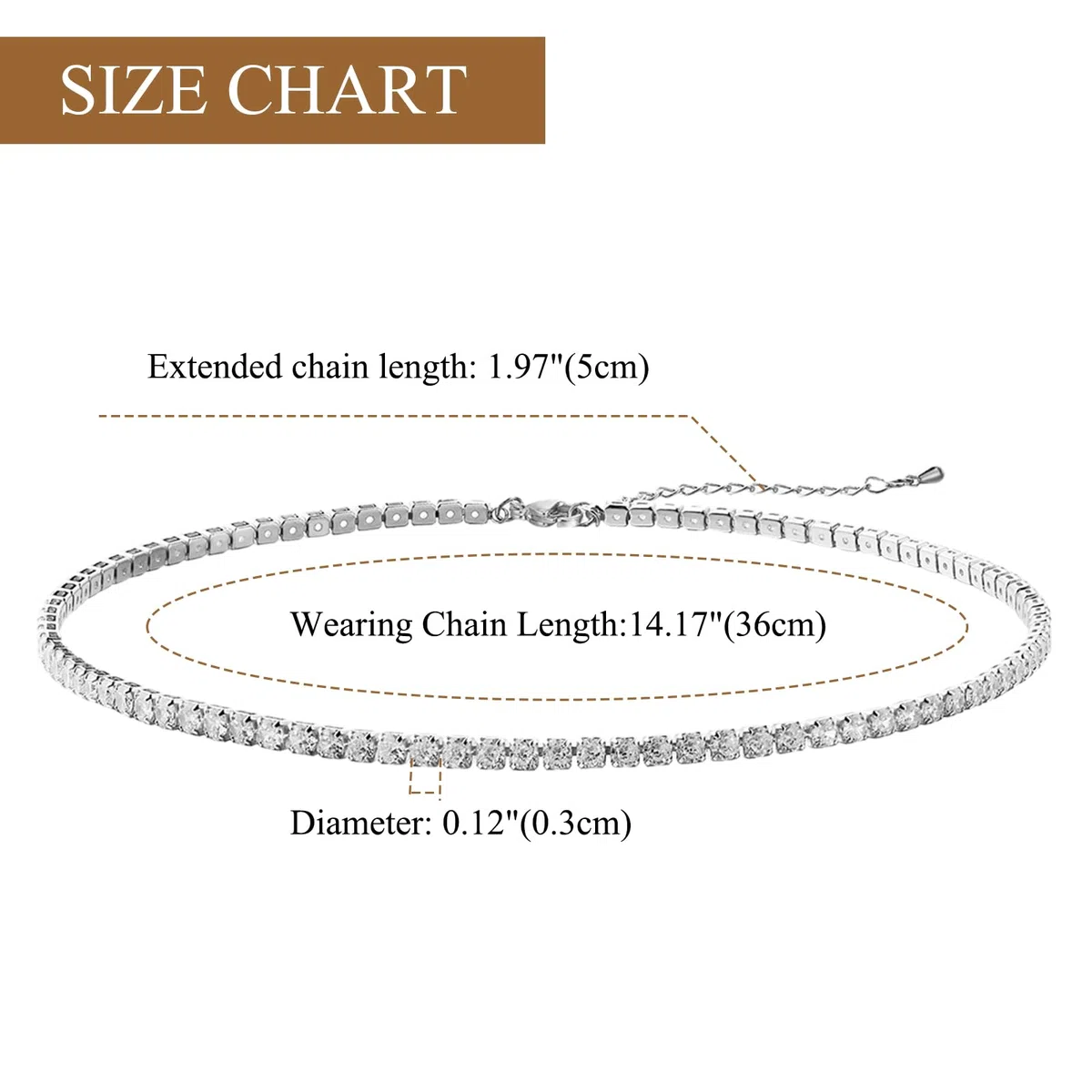 JewelryWe Tennis Halskette Damen Choker Edelstahl Zirkonia Glitzer Halsband verstellbare dünne Tennis Choker Kette Silber Geschenk für Frau Mädchen