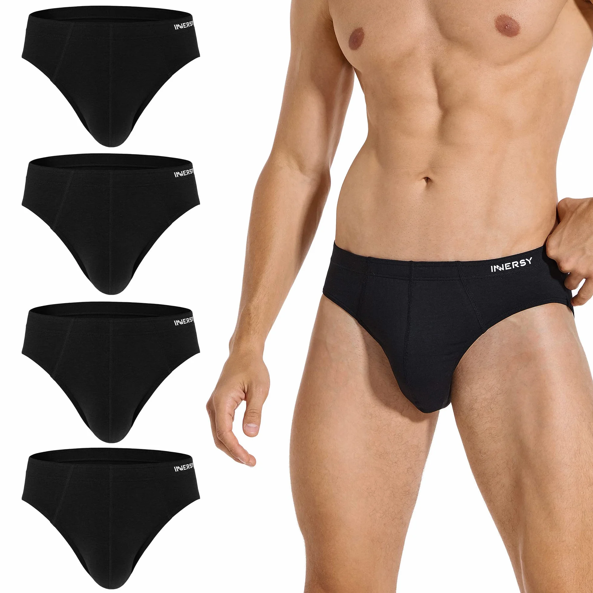 INNERSY Slip Herren Weich Unterhosen Männer Atmungsaktive Unterwäsche Sport Basic Slips 4er Pack