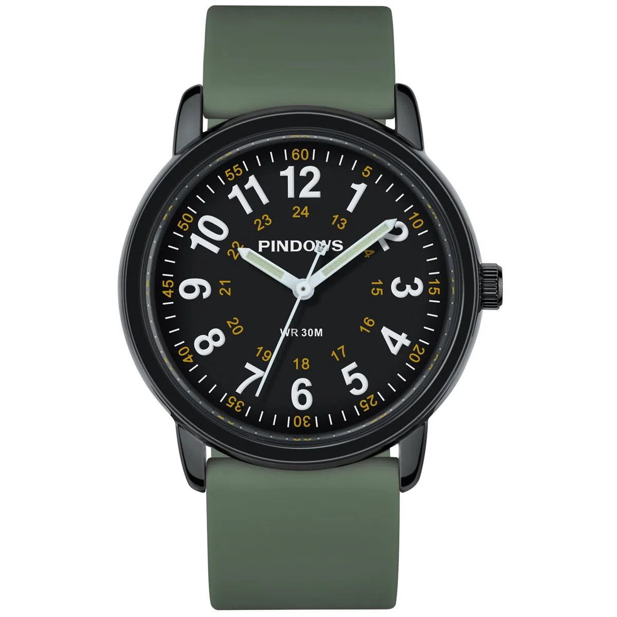 PINDOWS Analoge Quarzarmbanduhr Silikonband für Damen, Junge Damen und Studierende; leicht ablesbar, wasserfest, Unisex-Armbanduhr, leuchtendes Zifferblatt.