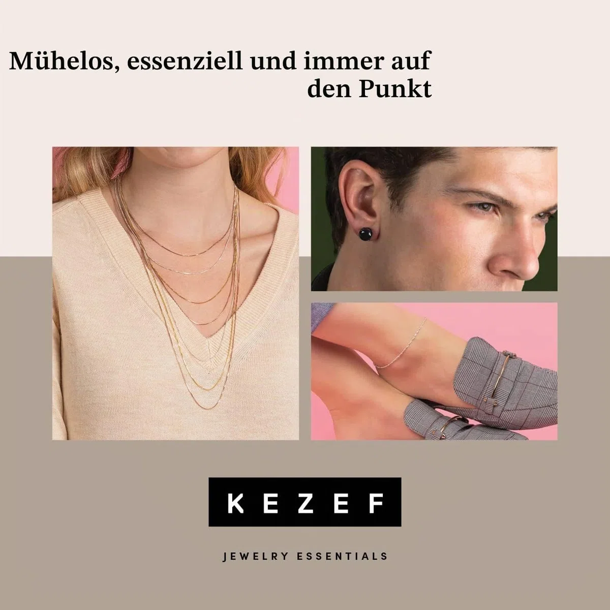 KEZEF Damen Halskette 925 Sterling Silber - 0,7mm Dünne Box Kette Italien - Sterling Silber Gold Roségold 41-76cm