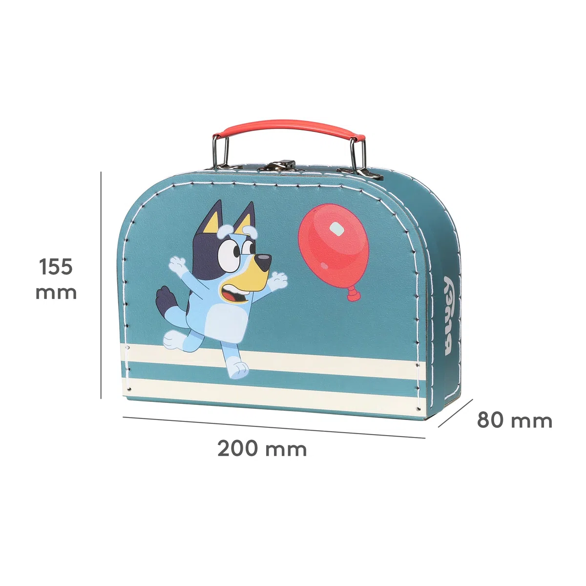 Micki Bluey-Kinderkoffer aus Pappe – Langlebiger und strapazierfähiger Kinderkoffer, 20 cm, leichtes und farbenfrohes Design, perfekt für Vorschule und Reisen, mit beliebten Bluey-Figuren, 65000200