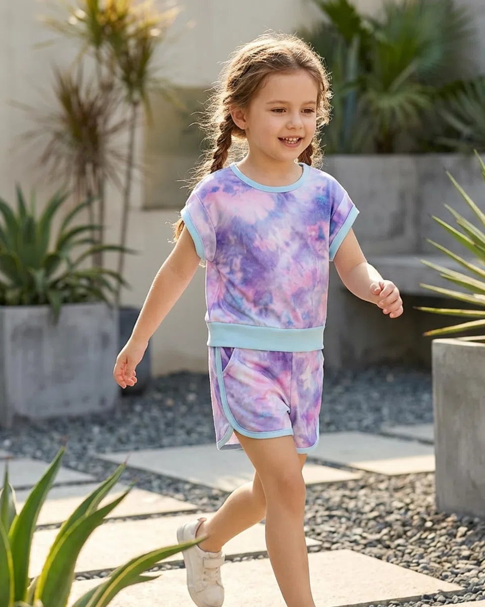 FishingDino Mädchen Kleidung Sommer Set Gr 92-116, Ärmelloses Color-Block Jogginganzug Sport Outfit, 2-teilige Kinderkleidung Mädchen für aktives Spielen