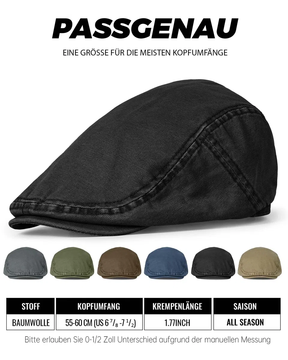 Clakllie Baumwolle Flatcap Herren Newsboy Cap Vintage Schiebermütze Tellermütze UV-Schutz Schirmmütze Gatsby Ivy Irish Hat