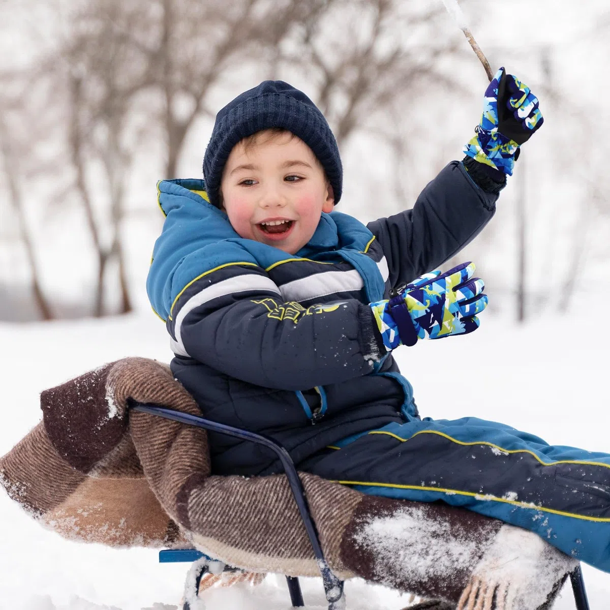 WAWSAM Kinder Ski Handschuhe Schneehandschuhe Kinder Winter Handschuhe Winddichte Warm Fleece Fahrradhandschuhe für Jungen Mädchen