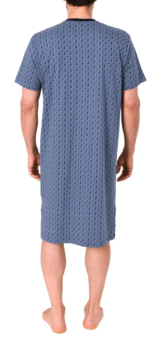 Normann Herren Kurzarm Nachthemd im edlen Minimal-Print - Sleepshirt auch in Übergrößen