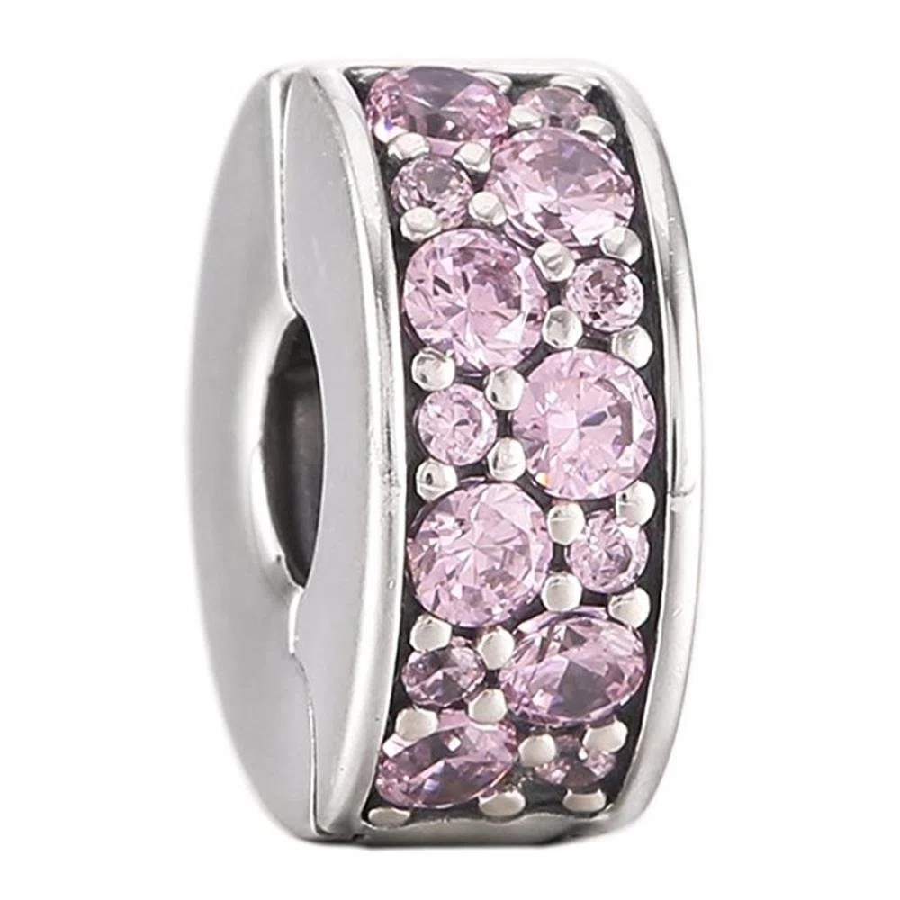 Pandora Clip Stopper Silber Pave-Glanz rosa 791817PCZ