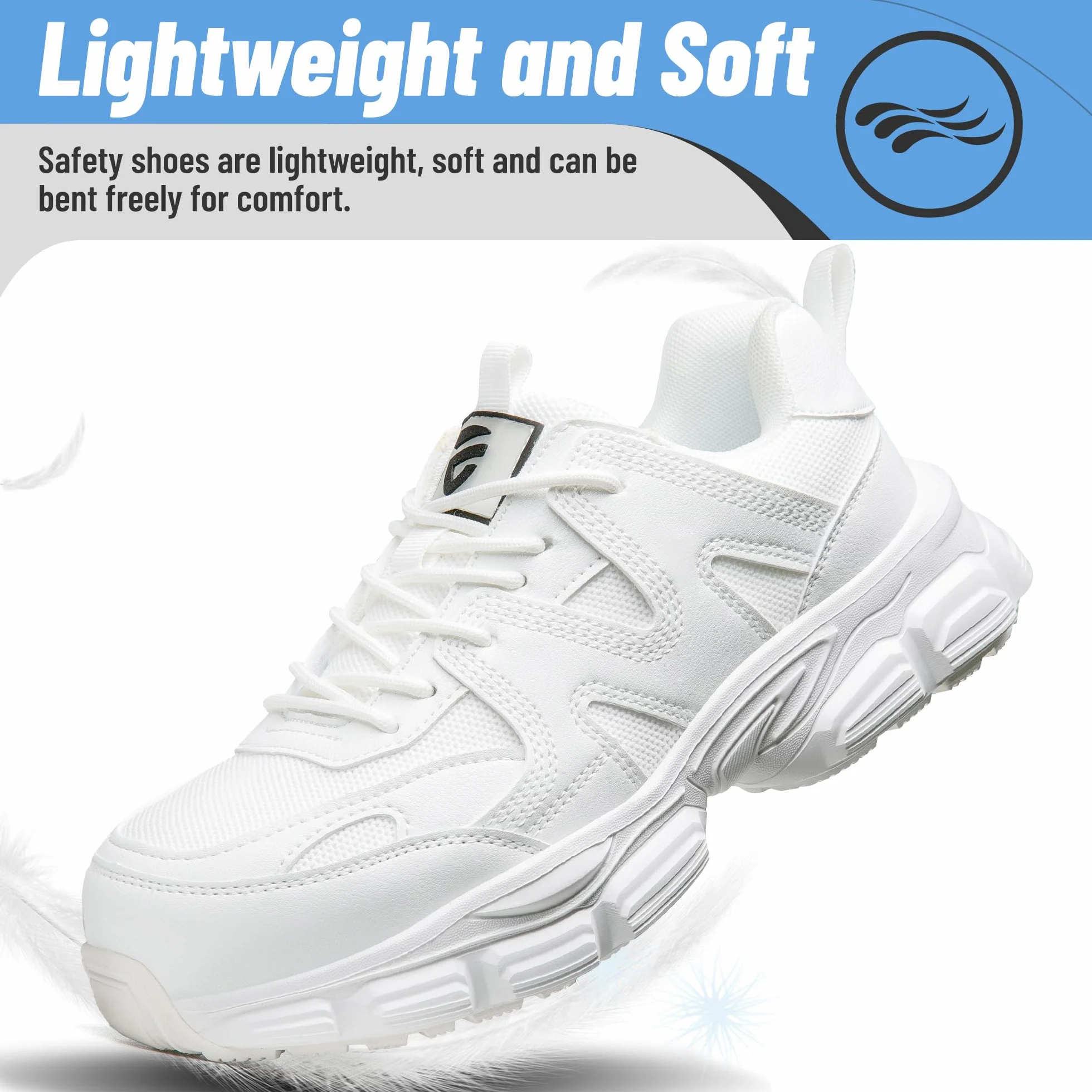 KOIFISH Sicherheitsschuhe Damen Leicht Arbeitsschuhe rutschfest mit Stahlkappe Sportlich Atmungsaktiv Schutzschuhe