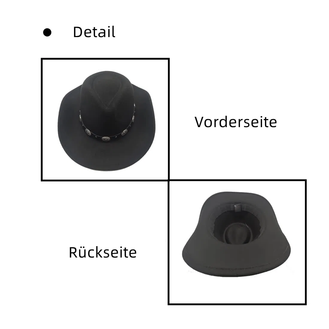 Cowboyhut Damen Herren Westernhut Fedora Hut Breiter Krempe mit Lederband