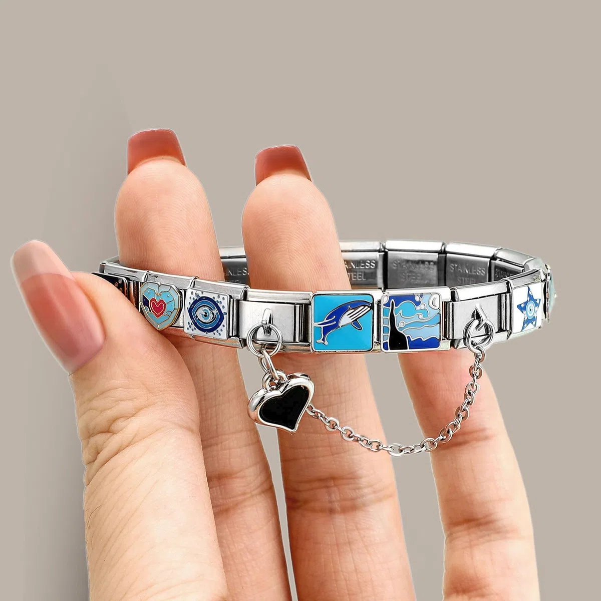Loozykit Italian Charm Bracelet Charms Set Gold Silber 10pcs Italian Charms Set mit Öffnungswerkzeug Armband Abnehmbar 9mm charms für Italienische Armbänder DIY Geschenk