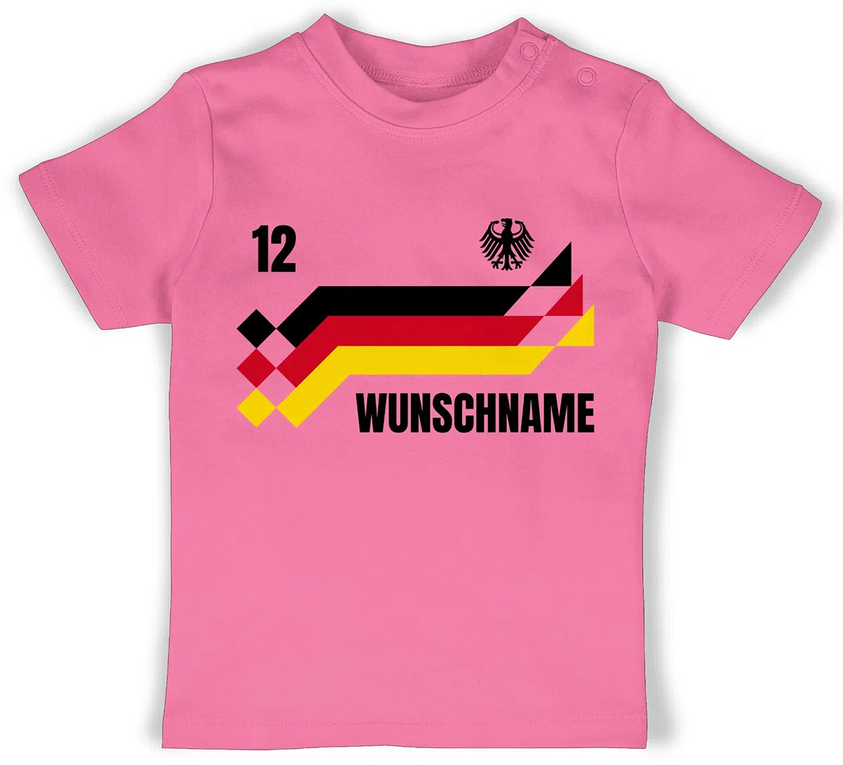 Geschenk mit Namen personalisiert by Shirtracer - Baby T-Shirt Mädchen Jungen - 2026 Fussball WM Fanartikel - Deutschland Trikot mit Name und Nummer Germany