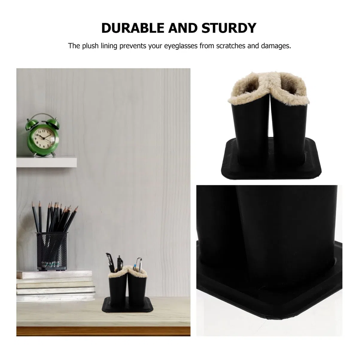 NUOBESTY Schreibtischaufsatz Sonne Brillen Nachttische Etui Plüsch Anti-Schwarz Schreibtisch Halter Gefüttert Kratzhalter Ständer Tisch Brillen Home Dekoratives Design Brillengestell