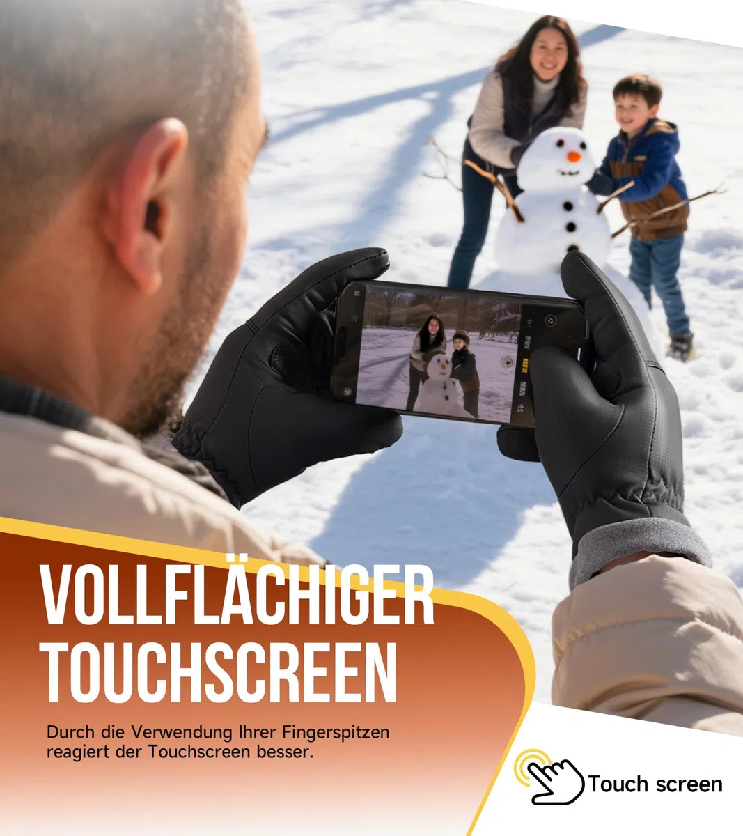 PULIOU Handschuhe Herren Damen Winter Thermo Fahrradhandschuhe Warme Winterhandschuhe Winddichte Touchscreen Laufhandschuhe Sporthandschuhe zum Laufen Radfahren Klettern