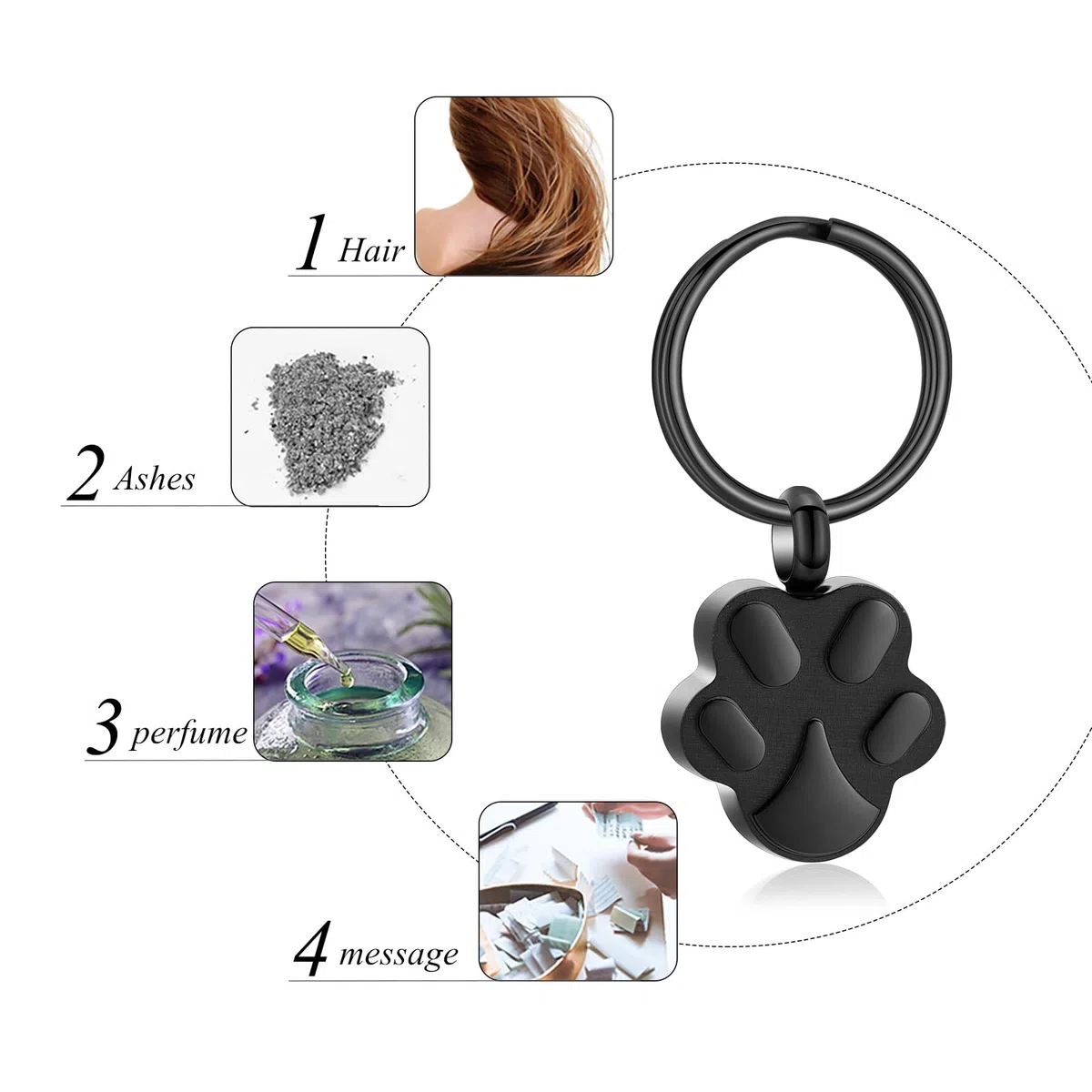 Einäscherung Schmuck Urne Schlüsselanhänger für Haustier menschliche Asche Hund Katze Keepsake Memorial Urne Schlüsselanhänger Asche Halter für Frauen Männer