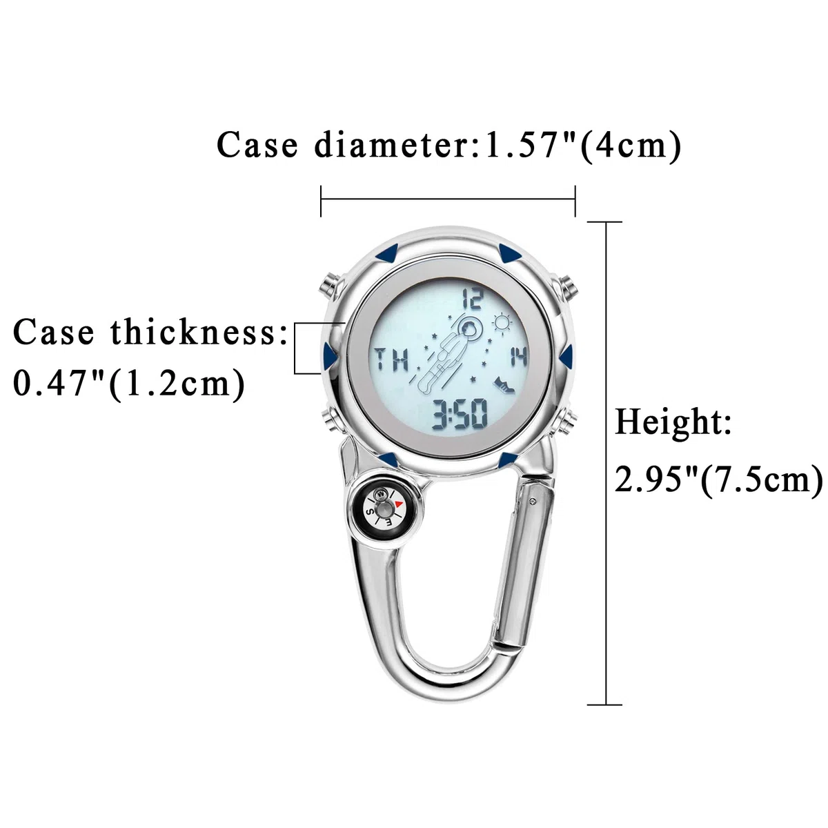JewelryWe Karabineruhr Digital Taschenuhr mit Karabiner Digitaluhr Elektronische Uhr für Ärzte Krankenschwestern Sanitäter Outdoor