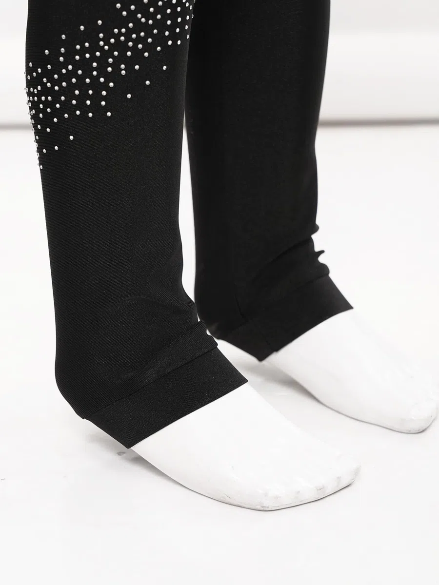 inhzoy Kinder Mädchen Eiskunstlauf Leggings Hose Mit Glitzer Strasse Stretch Sportleggins Turnhose Gymnastik Tanz Strumpfhose