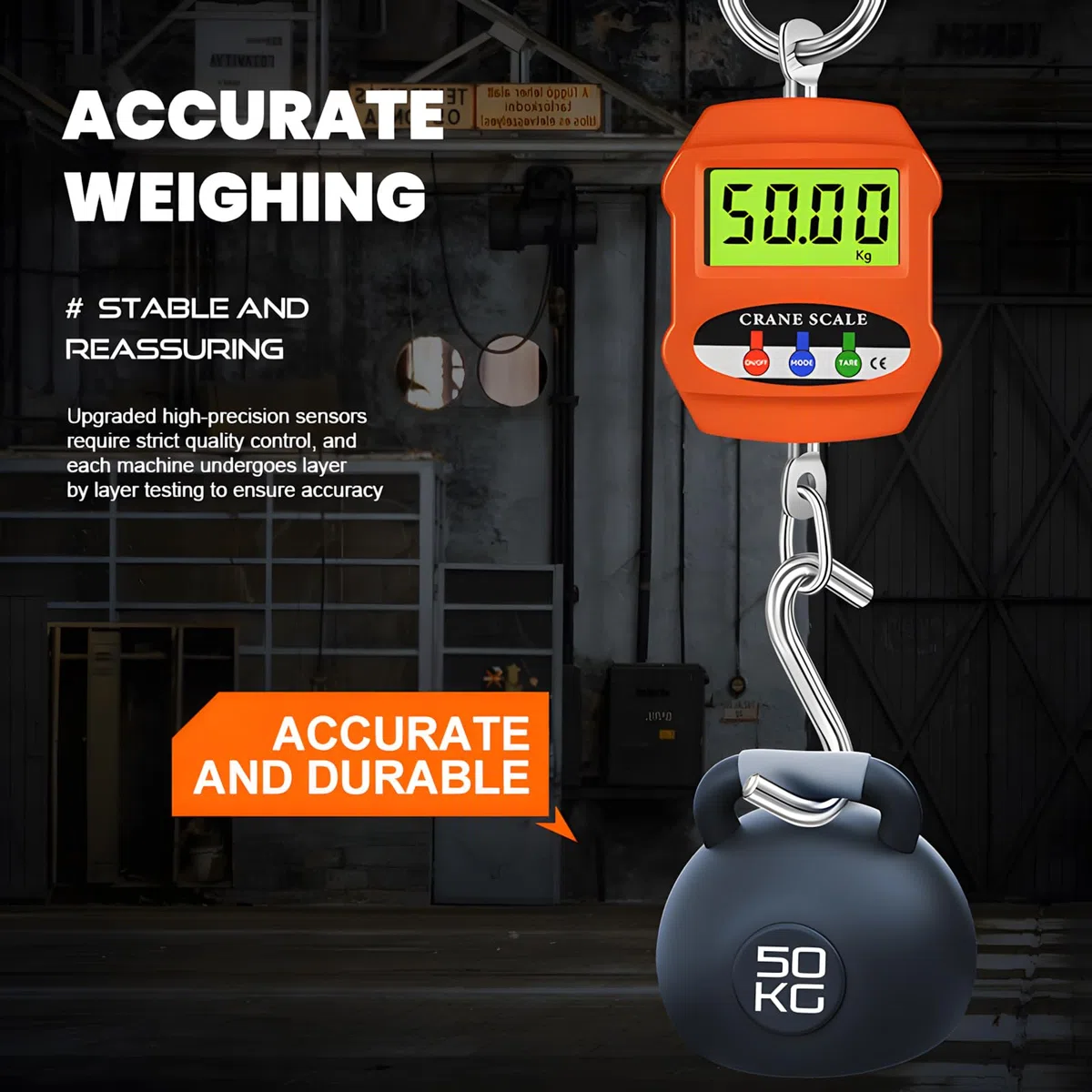 Digitale Hängewaage 300 kg, Kofferwaage Digital mit Haken, Tragbare Elektronische Kranwaage, lbs/kg/N Zugwaage mit LCD-Display, Gepäckwaage, Hakenwaage für Reisen Koffer Fischerei Jagd im Freien
