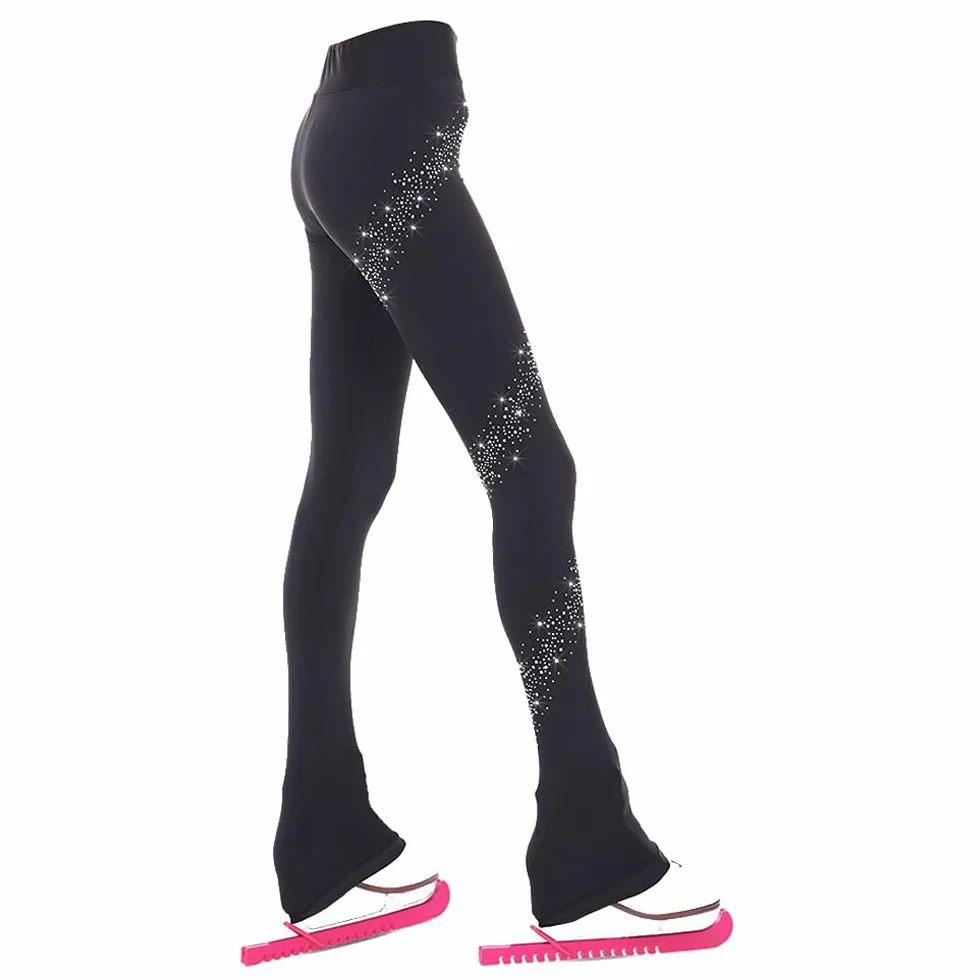 LIUHUO Lange Hose für Damen und Mädchen Eiskunstlauf Strumpfhose Strass Kinderskating-Leggings