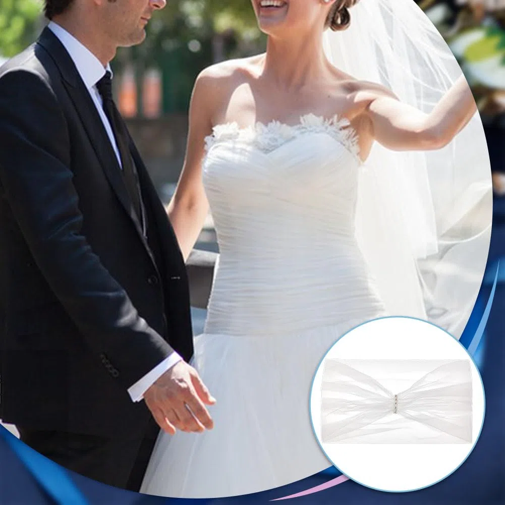 MAYJOYDIY M-110cm Weiße Hochzeits Tüllschals Abnehmbarer Braut Tüllmantel Kurzer Schulterüberzug Umhang Mit Perlen Abendkleid Schal Für Frauen Braut Brautjungfer Hochzeitsfeier