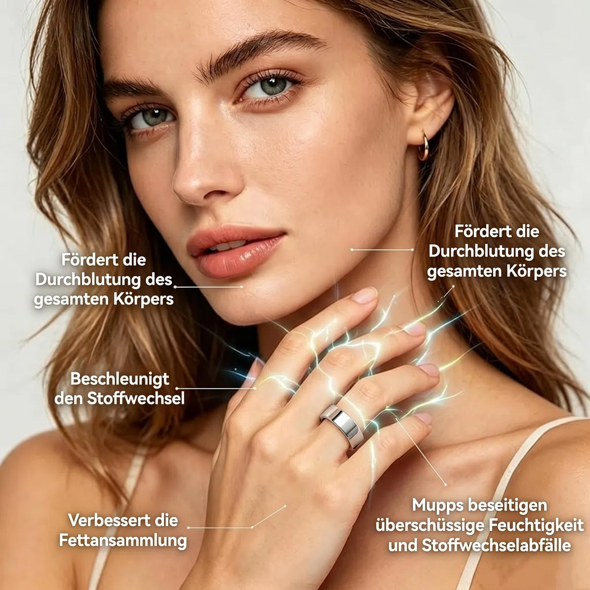 Ringe Abnehmen Magnetringe Damen Akupressurring für Frauen,verbessert den Schlaf,Stress und gleicht Emotionen aus&Hormonelle Balance