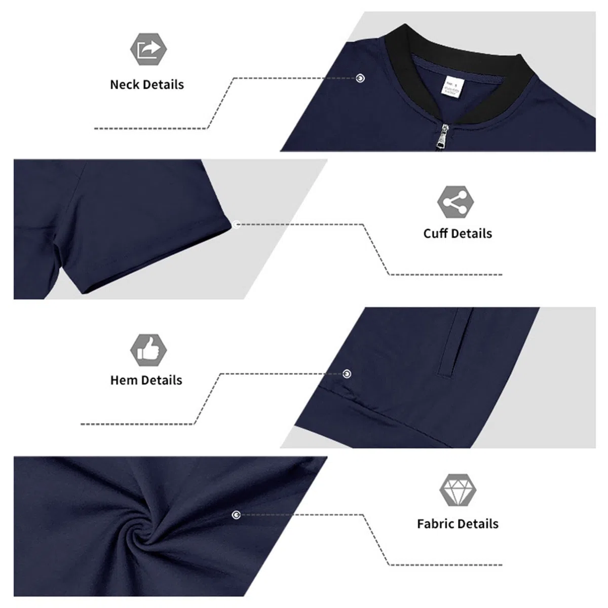 T-Shirts Für Herren Leichte Herren-Fliegerjacke Mit Durchgehendem Reißverschluss, Gerippt, Kurzarm, Lässig, Schmal Geschnitten Hemd Dunkelblau Linen Shirt Men T-Shirt Weiß Overshirt
