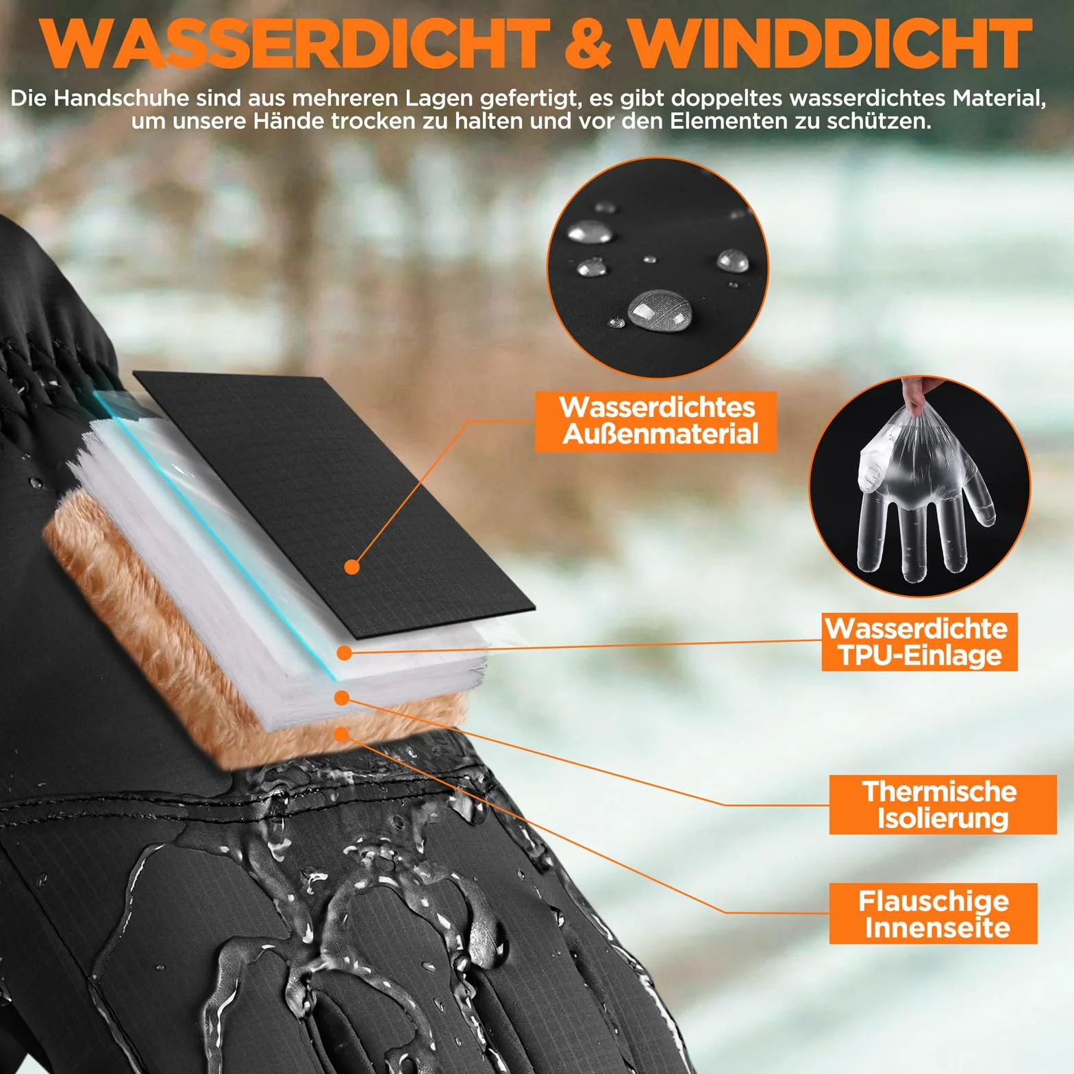 rivmount Winterhandschuhe für Herren Damen,Thermo-Handschuhe,Wasserdicht Fahrradhandschuhe,Winddicht Touchscreen Handschuhe,Warme Skihandschuhe für Laufen,Skifahren,Wandern,Radfahren,Motorrad RG802