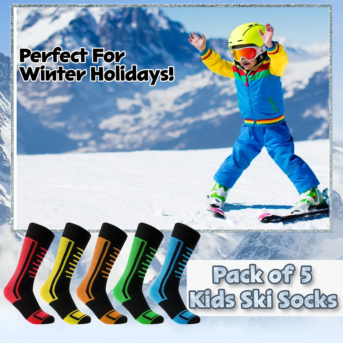 CityComfort Skisocken Set Kinder Wintersocken Snowboard Warme Thermo Funktionssocken Wintersport 5er oder 2er Pack 3-9 Jahren