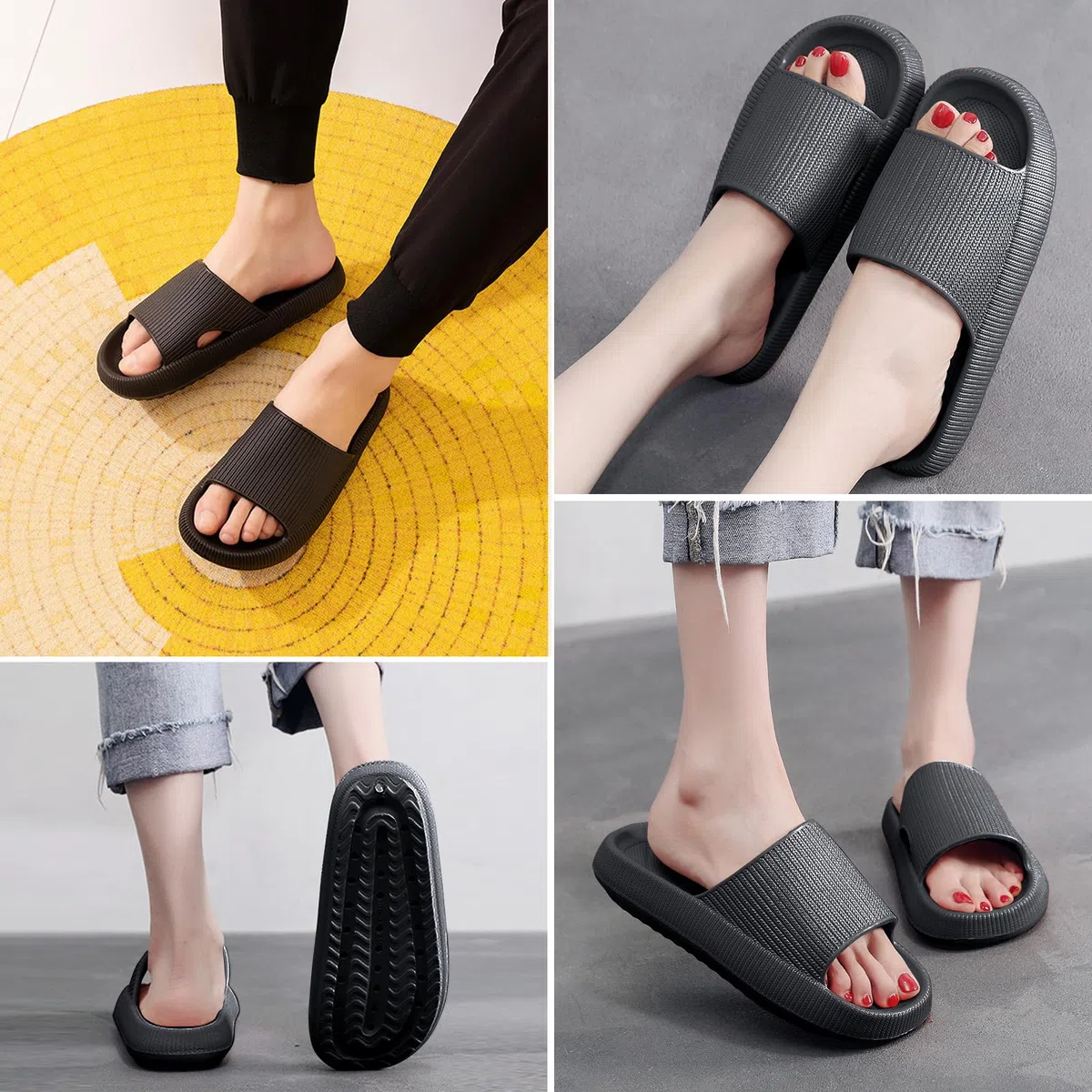 QJJQ Badeschuhe Herren Damen Cozislides Original Slippers Wolke Schlappen Super Weich rutschfest Badelatschen Hausschuhe Sommer Pantoletten Badeschlappen Flip Flops