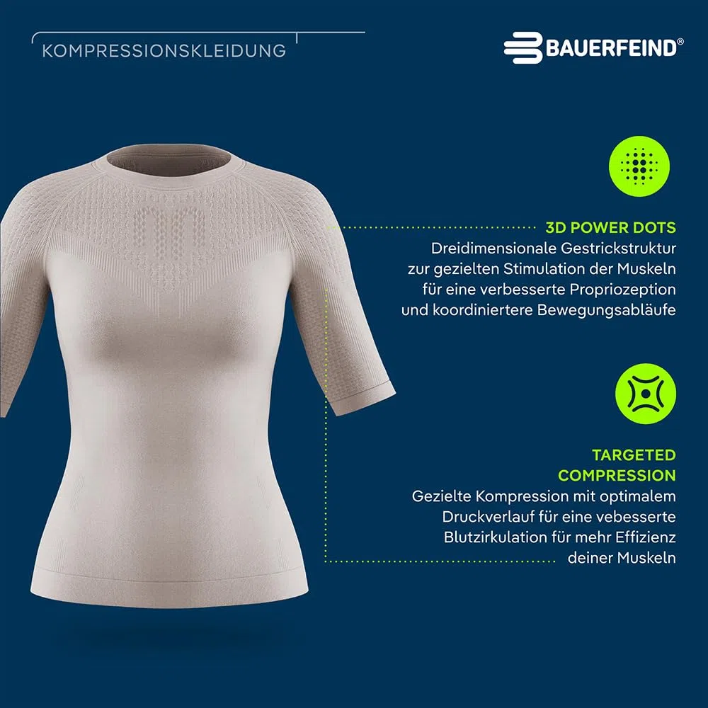 BAUERFEIND Kompressions-Shirt „Sports Compression Shirt Short Sleeve“, Kurzarm-Shirt für Damen, Für verbesserte Durchblutung der Torso- und Armmuskulatur, Polyamid/Elasthan