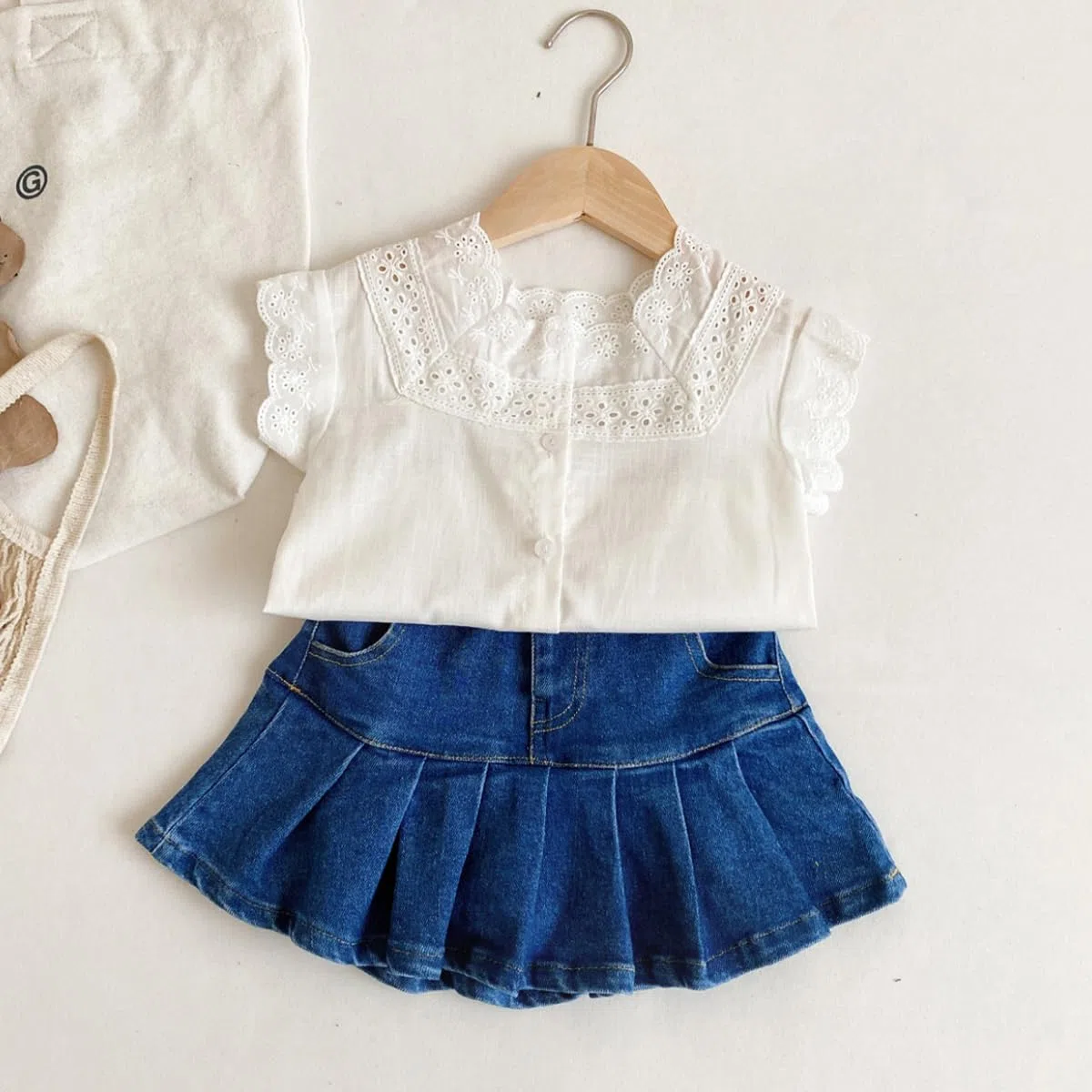 2 in 1 Baby-Mädchen Denim Rock mit Shorts Gr. 80/86/92/98 Mädchen Faltenrock A-Linie Mini Denim Kurzen Rock 104/116/122/128/134 Minirock Jeans Skirt Rock Kurz Hose 1-9 Jahre