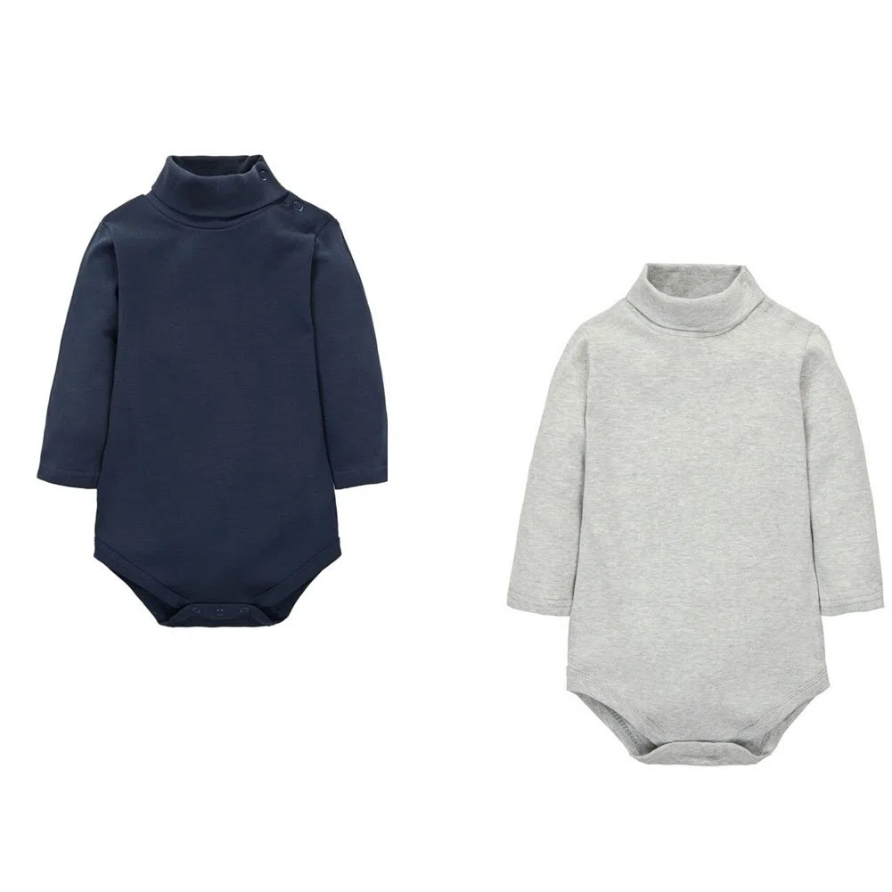 CuteOn 2 Packs Unisex Baby Spielanzug Polo Neck Langarm Baumwolle Kinder Bodysuit