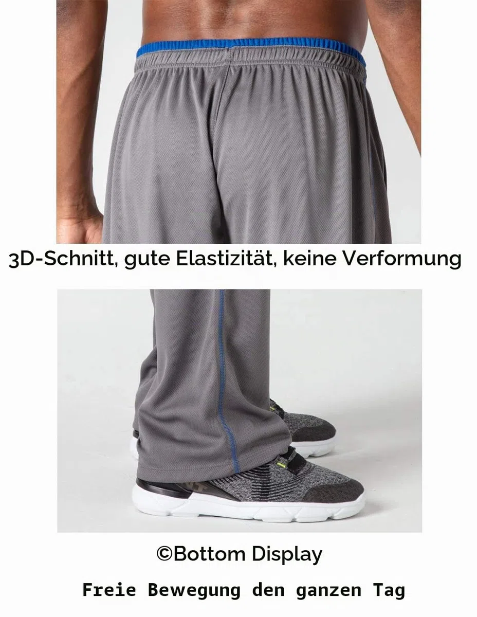 KEFITEVD Herren Leichte Jogginghose mit Zip-Taschen Offen Beinabschluss Trainingshose Meshgewebe Lange Atmungsaktiv Sporthose Weich Sweathose