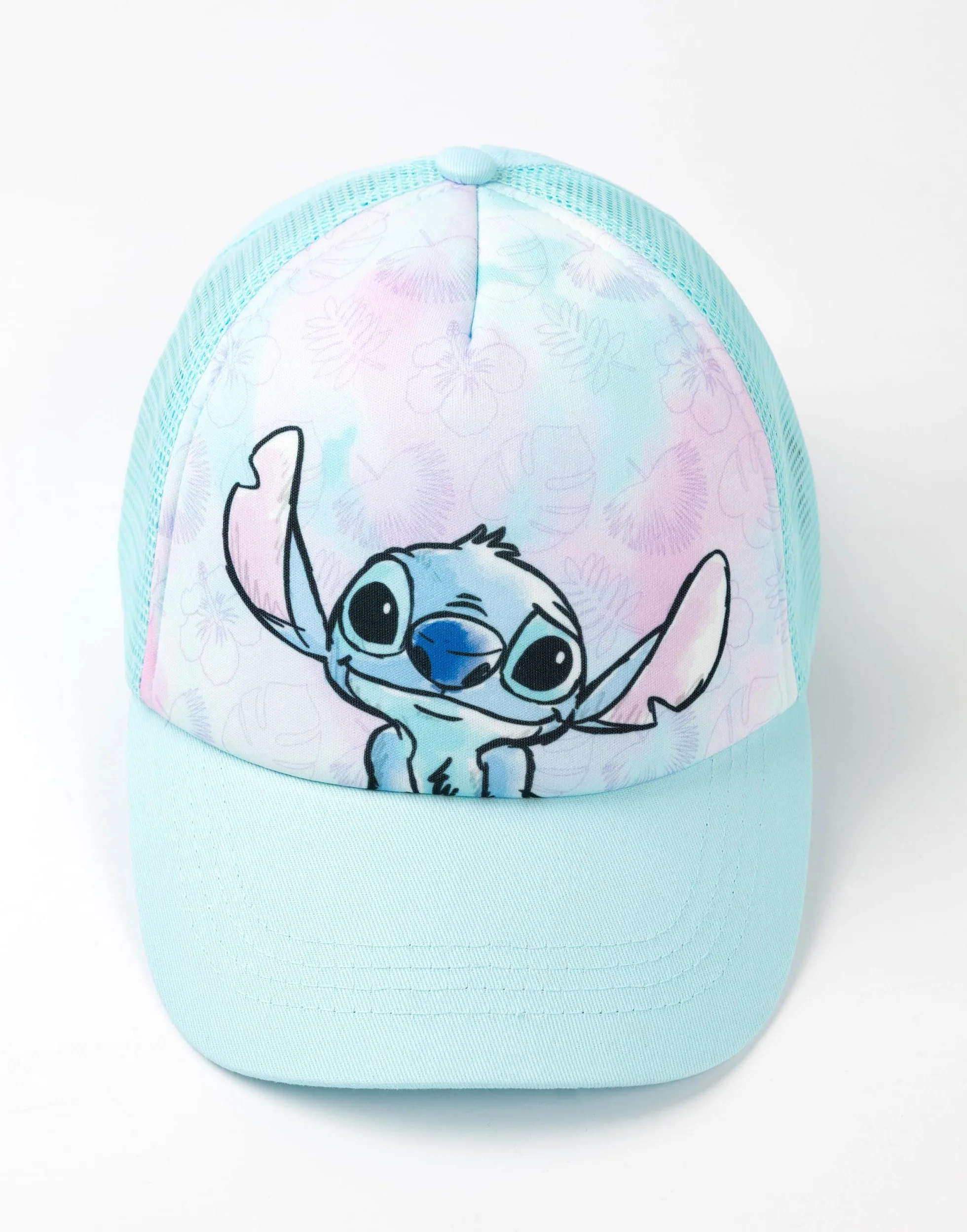 Disney Lilo & Stitch Baseballkappe für Mädchen, verstellbar, Hellblau, Freizeitkleidung, Mütze mit Stichgrafik, Stitch Merch, Netz-Sonnenschutz, gebogener Schirmmütze, Charakter-Accessoire für Kinder