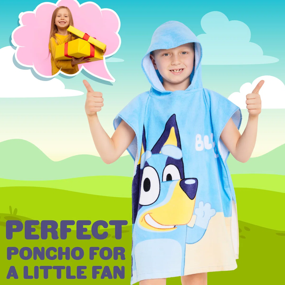 BlueY Badeponcho Kinder mit Kapuze Baumwolle Frottee Poncho Handtuch Kinder Jungen Mädchen Kaputzenhandtuch Bademantel Strand