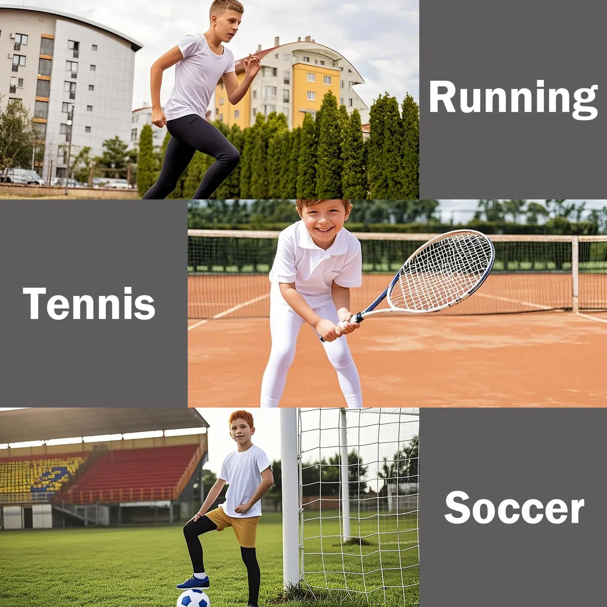 2 Stück Kompressions Leggings Kinder Jungen, Kompressionshose für Jungen,Lange Sportleggings für Fußball und Basketball (Schwarz+Weiß)