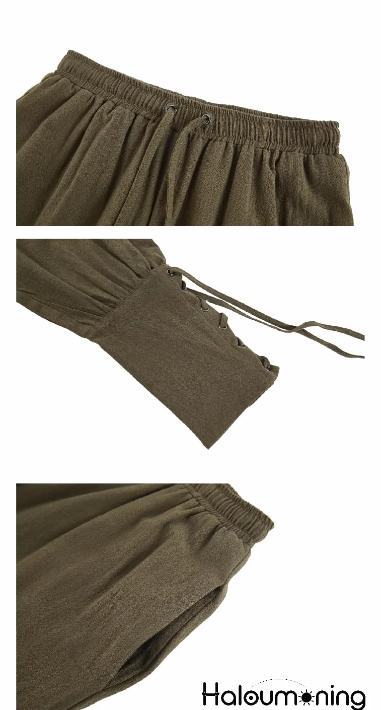Haloumoning Jungen Mittelalter Hose Kinder Schnürhose Cosplay Renaissance Steampunk Wikinger Freizeithose