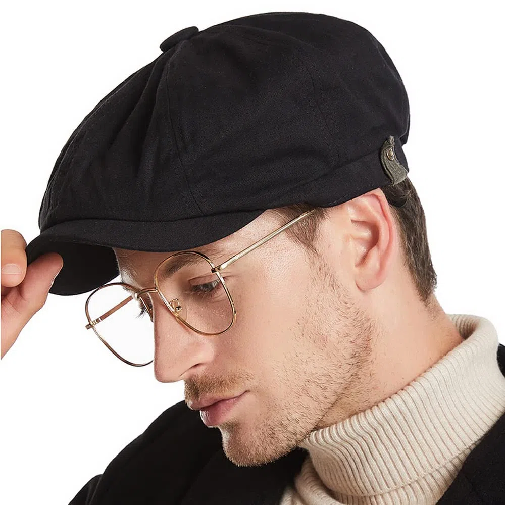 Clakllie Baumwolle Newsboy Cap Sommer Schiebermütze Gatsby Cap Herren Verstellbar Flatcap Vintage Tellermütze Gatsby Cabbie Cap