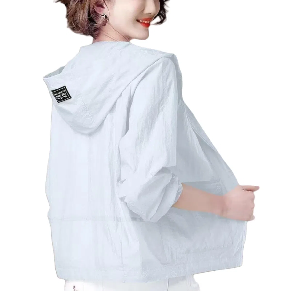 Damen-Sonnenschutzjacke Sommer Dünne Eisige Seiden Atmungsaktive Sonnencremglichkeit Uv Schutz Outdoor Sport Lose-weiß-XL