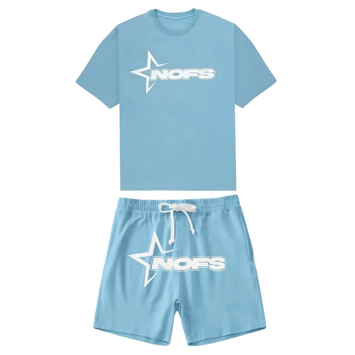 Herren NOFS Jogginganzug Buchstaben Druck Lose T-Shirt und Joggingshorts Sommer Hip Hop Streetwear Unisex Lässig Oberteile und Sportshorts 2-teilig Anzug Y2K Shorts Set Jogger Tracksuit Freizeitanzug