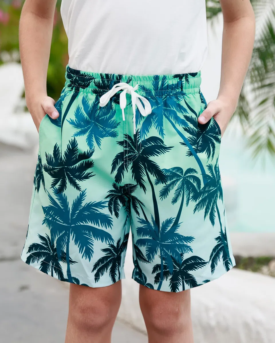 RAISEVERN Badehose Jungen Sommer Schnelltrocknen 3D Grafik Kinder Badeshorts mit Kordelzug & Taschen 7-14 Jahre