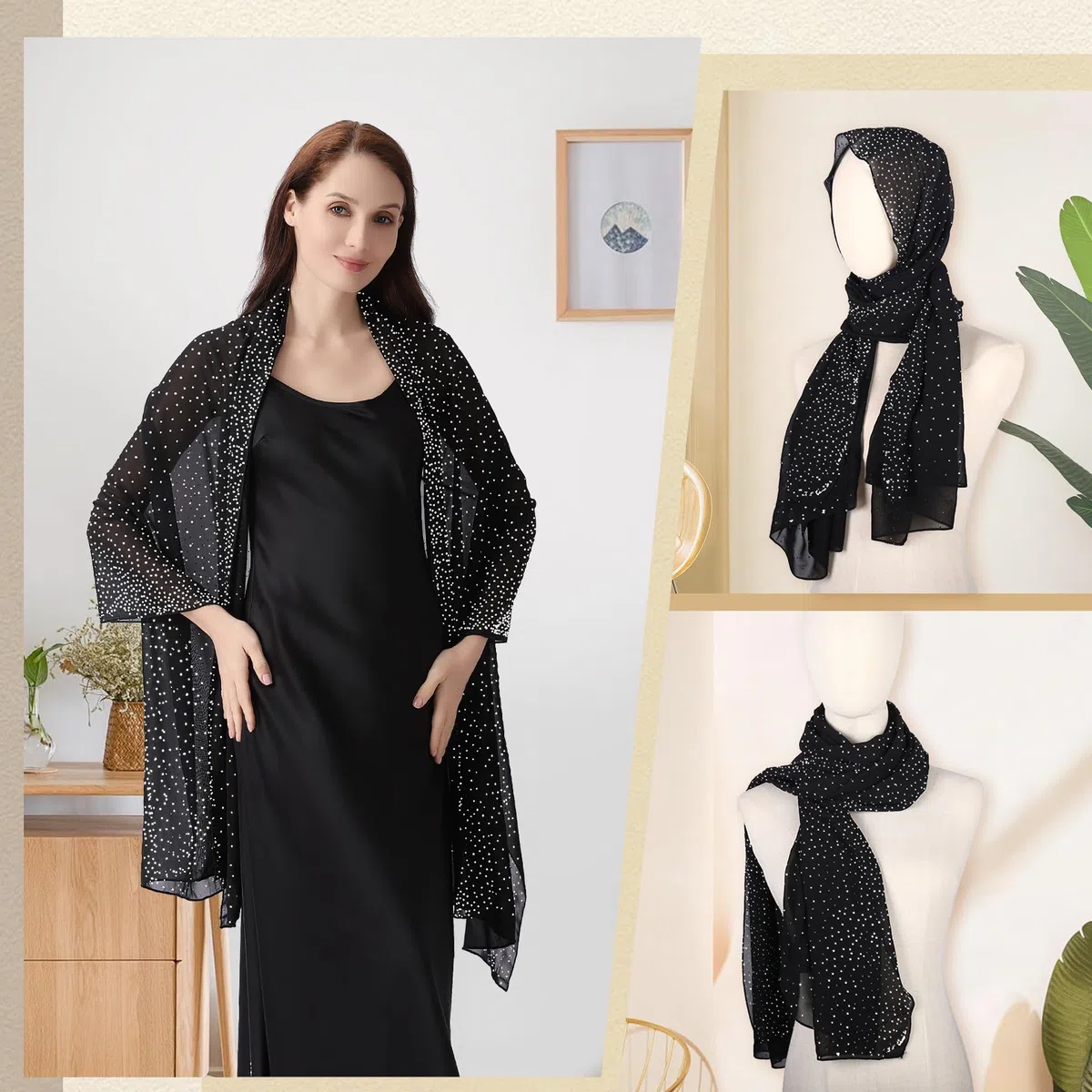 Ladiery Schal und Wraps für Abendkleider, Weicher Schiere Chiffon Funkelnden Strass Hochzeitschal formelle Schal Wraps für Frauen