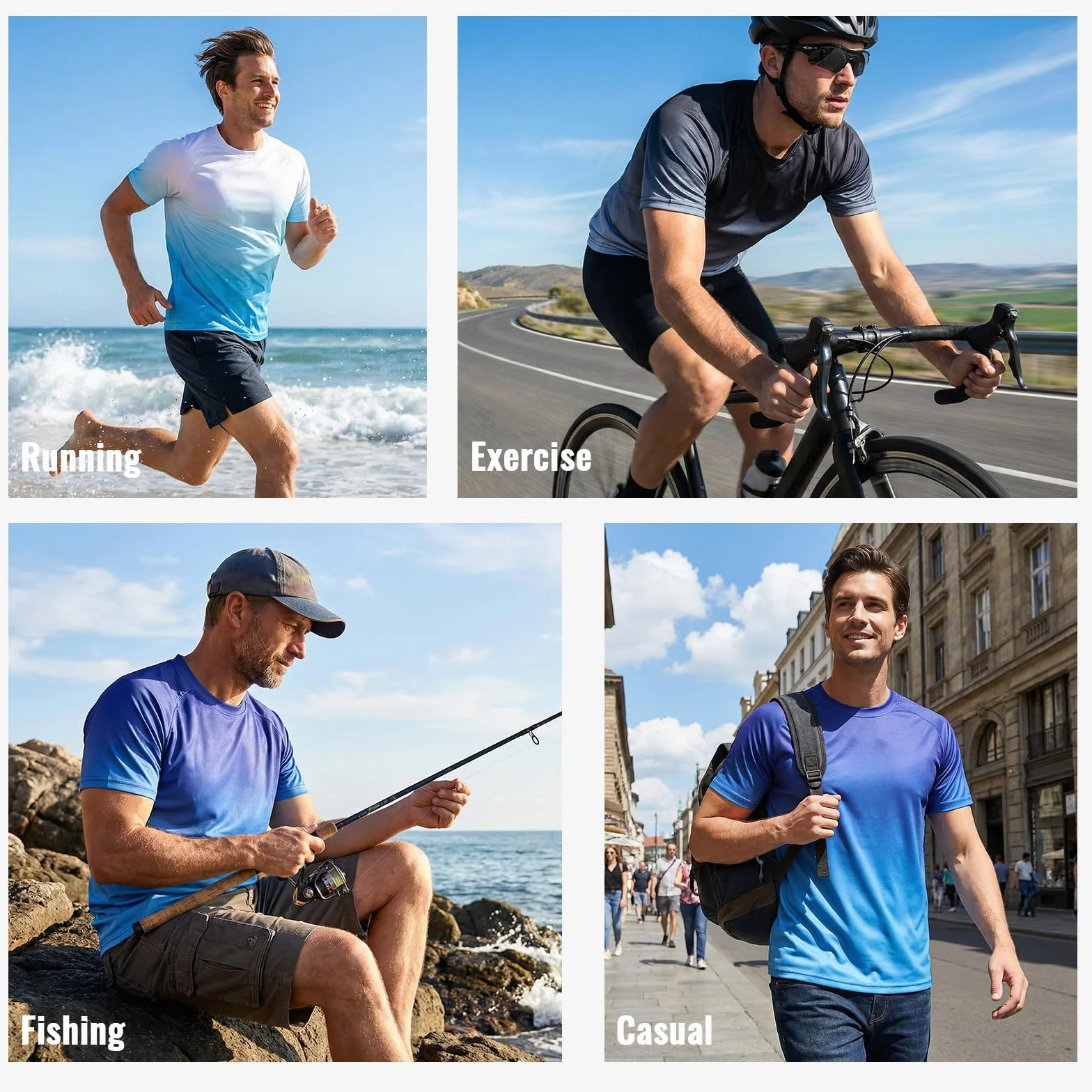 Cimic 3er Pack Rashguard UV Shirt Herren, UPF 50+ UV Schutz Schwimm Tshirt Schnelltrocknend Atmungsaktiv Sonnenschutz für Outdoor Surfen Running Top