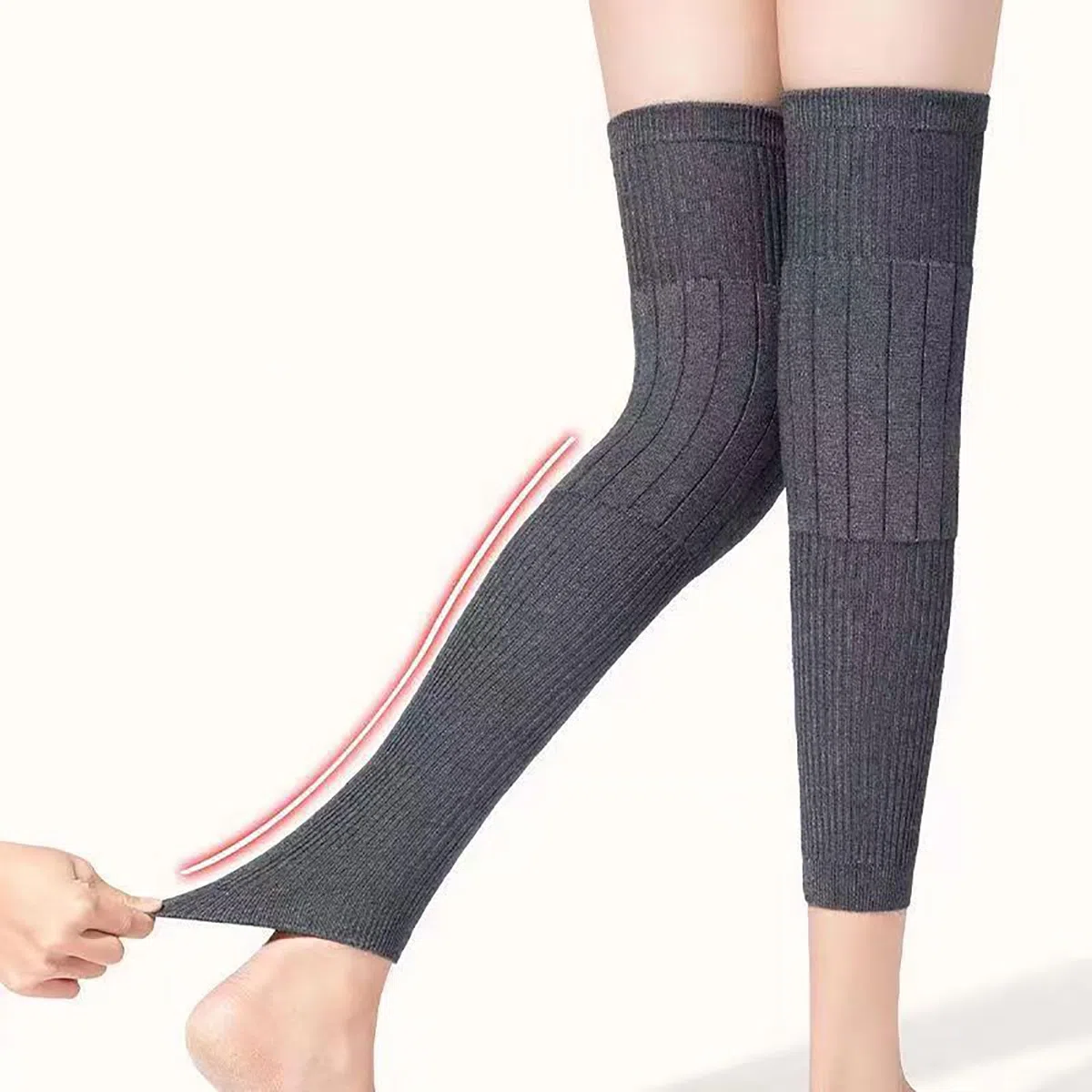 Kaschmir-Beinwärmer, winterwarm gestrickt über kniehoher Beinwärmer, warme Thermo-Knie-Kompressionsmanschette für Männer und Frauen